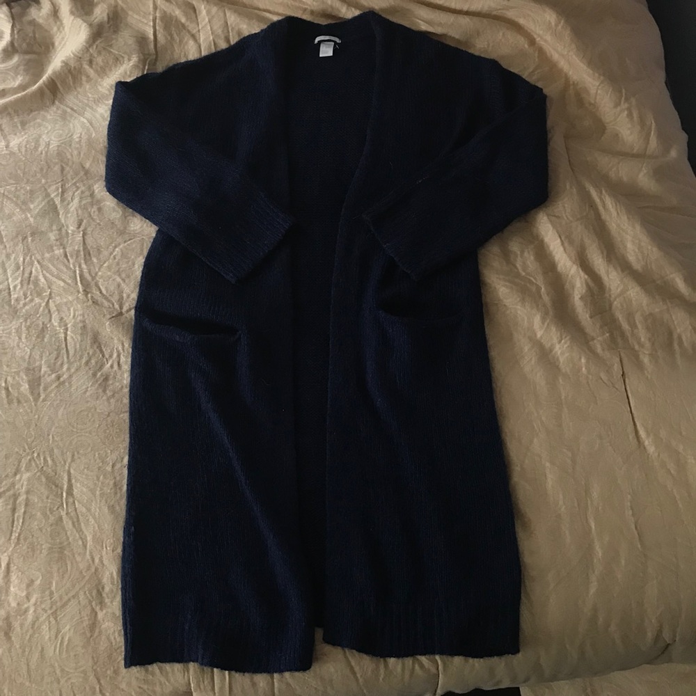 ⛵️ LONG NAVY BLUE DUSTER SWEATER ⛵️ - Picture 1 of 6